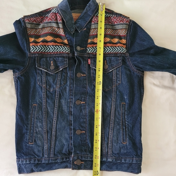 Levis 90s Aztec Embroidered Denim Trucker‎ Jacket Mens Small Red Tab - Picture 14 of 14